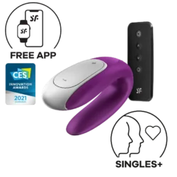 Satisfyer Double Fun - okos, vízálló, rádiós párvibrátor - lila