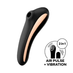 Satisfyer Dual Kiss - akkus, 2in1, hüvelyi és csiklóvibrátor - fekete