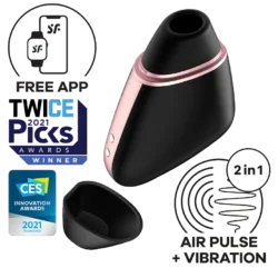 Satisfyer Love Triangle - okos, léghullámos csiklóizgató - fekete