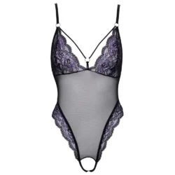 Cottelli - hímzett, nyitott csipke body - S