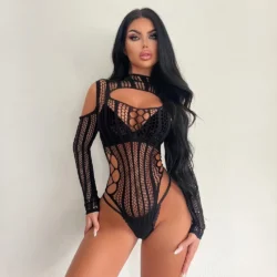 Femme Fatal - fekete, hálós body