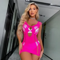 Venus Aura - fekete, hálós mini ruha