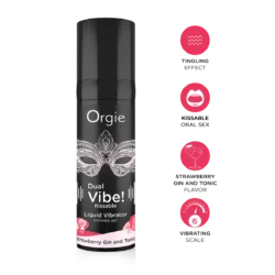 Orgie Dual Vibe! Kissable - unisex folyékony vibrátor - epres gin-tonik (15 ml)