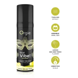 Orgie Dual Vibe! Kissable - unisex folyékony vibrátor - citromos gin-tonik (15 ml)