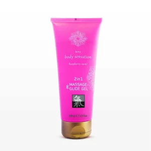 Shiatsu 2in1 Rashberry scent - masszázs síkosító - málna (200 ml)