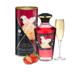 Shunga - melegítő masszázsolaj - pezsgő-eper (100 ml)
