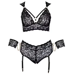 Cottelli Bondage Plus Size - csipkés melltartó szett