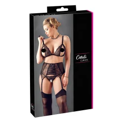 Cottelli Plus Size - 3 részes csipkés fehérnemű szett