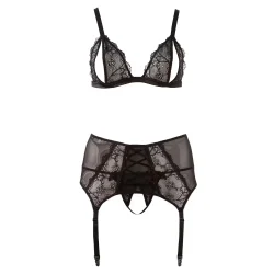 Cottelli Plus Size - 3 részes csipkés fehérnemű szett