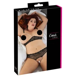 Cottelli Plus Size - csipkés, gyöngyös melltartó szett