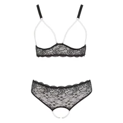 Cottelli Plus Size - csipkés, gyöngyös melltartó szett