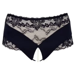 Cottelli Plus Size - gyöngyös csipkés nyitott bugyi