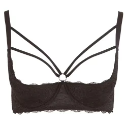 Cottelli Plus Size - pántos, gyűrűs nyitott mellemelő