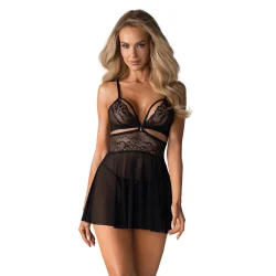 Obsessive 838-BAB-1 - áttetsző csipkés babydoll és tanga